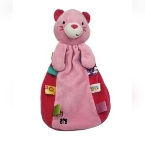 Taggies Pink Cat Kitty Lovey Security Blanket Plush Baby Lovey Rattle 14"